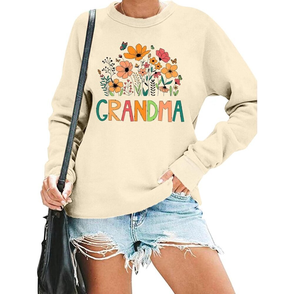 Women's Floral Grandma Sweatshirt Casual Fall Pullover Gift for Loved Ones - Picture 5 of 6